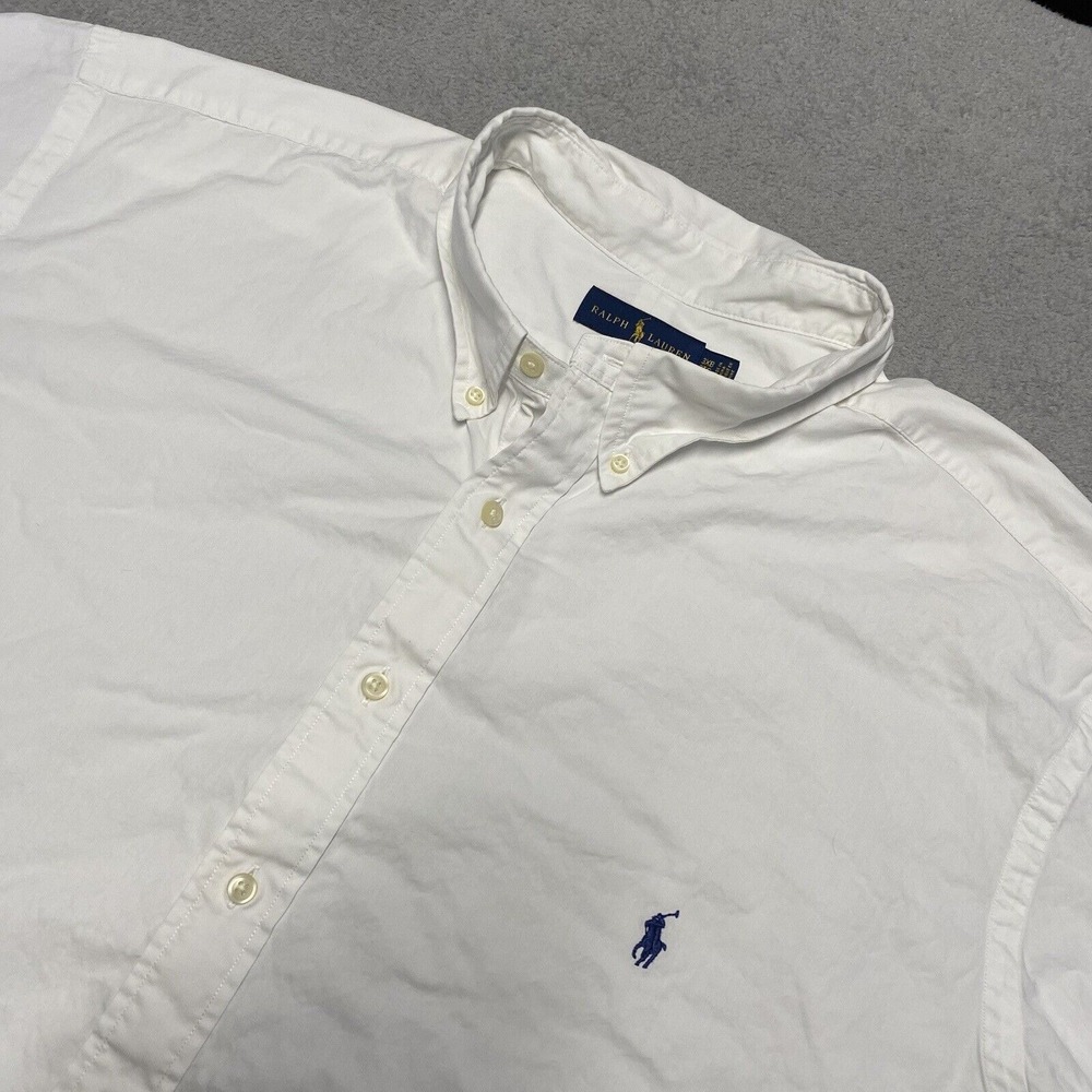 Ralph Lauren Shirt Mens 3XB White Button Down SHORT SLEEVES-fits like 2XB